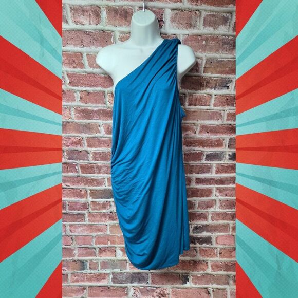 A New Day One-Shoulder Ruched Mini Dress | Women’s XXL | Teal Knee-Length - Picture 1 of 7